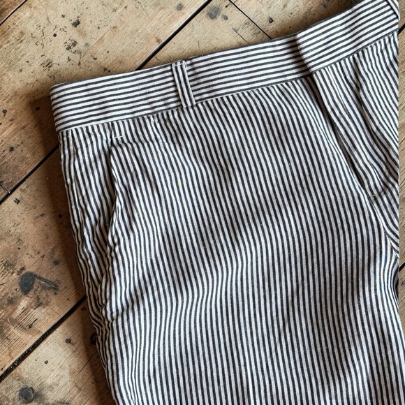 Banana Republic Logan Cropped Pants Size 8 Black White Stripe Linen Blend Ankle - Picture 8 of 12